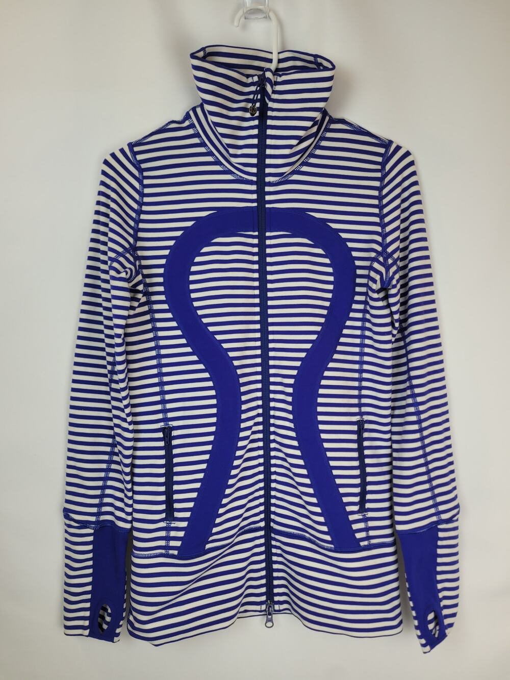Lululemon In Stride Athleisure Jacket In Pigment Blue White Narrow Bold Stripe 4
